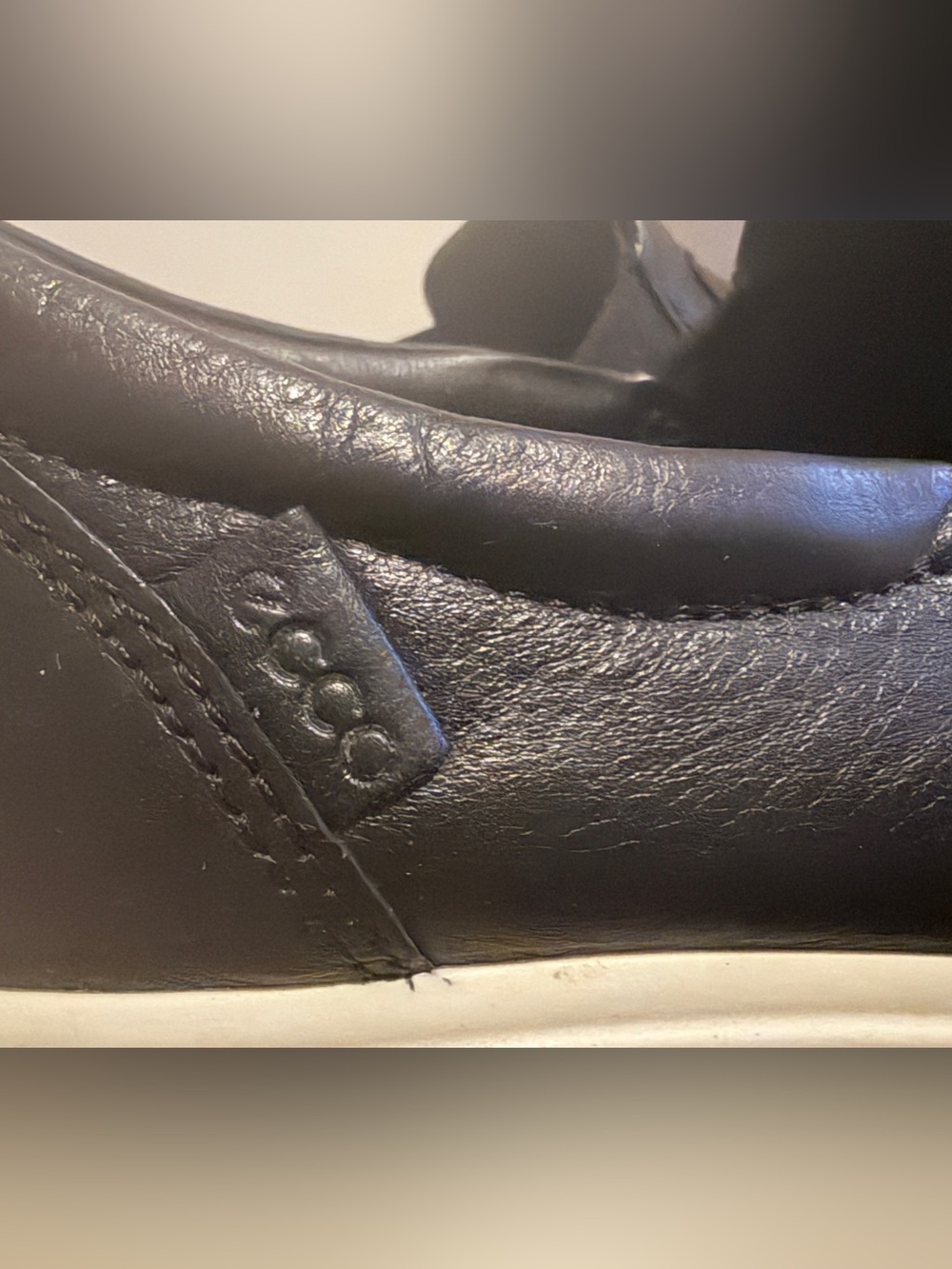 Ecco Black Soft Woven Leather Slip-On Sneakers with White Sole - Picture 3 of 9